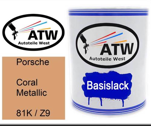 Porsche, Coral Metallic, 81K / Z9: 1L Lackdose, von ATW Autoteile West.